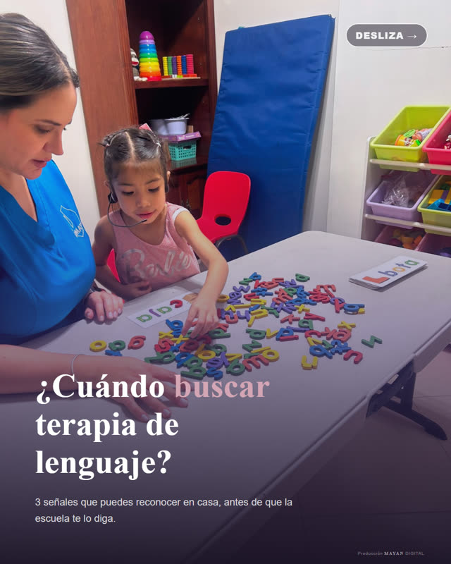 Pieza educativa: ¿cuándo buscar terapia de lenguaje?, con fotografía real de sesión