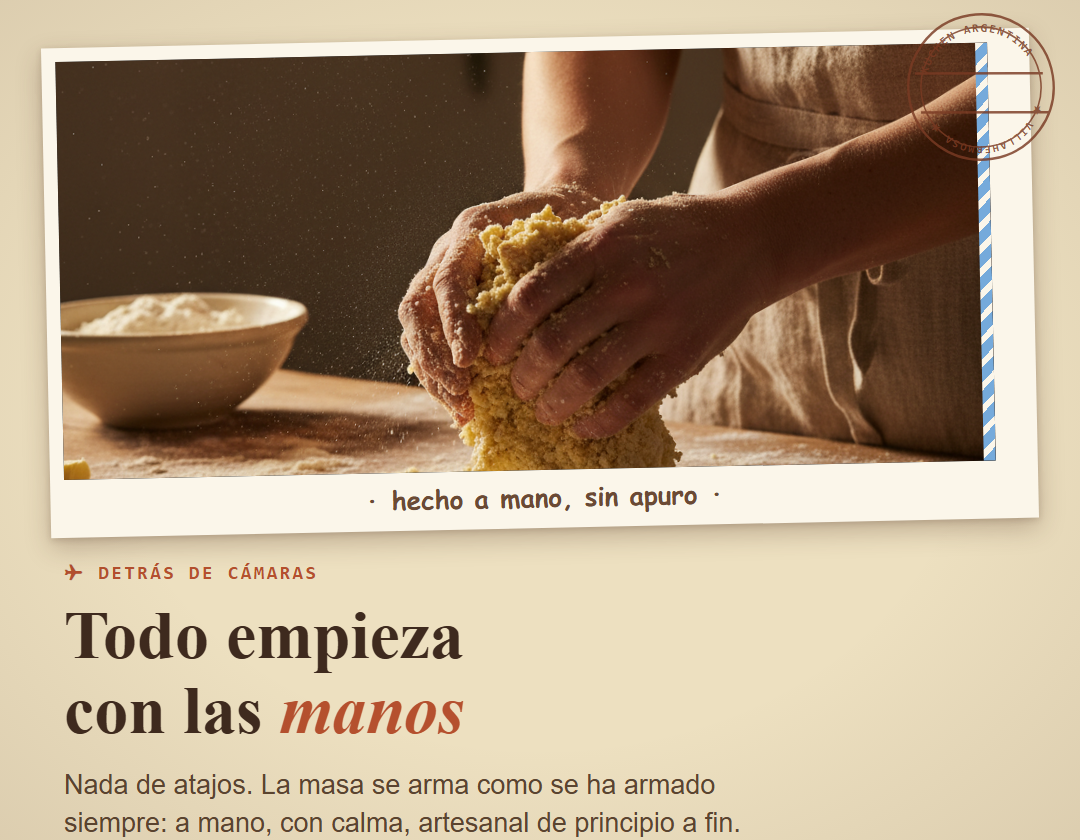 Pieza de proceso: masa hecha a mano, sin apuro